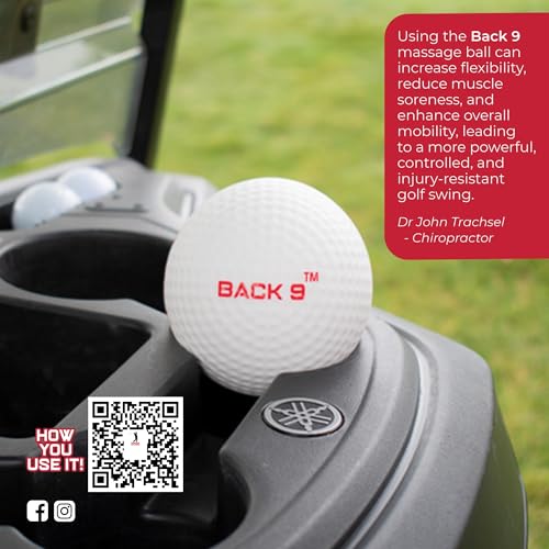 BACK 9 Golfers Massage Ball - for Myofascial Release, Trigger Point Therapy, Muscle Knots, and Yoga Therapy. Golf Accessories - Golf Traing Aid - Golf Balls - Golf Gifts