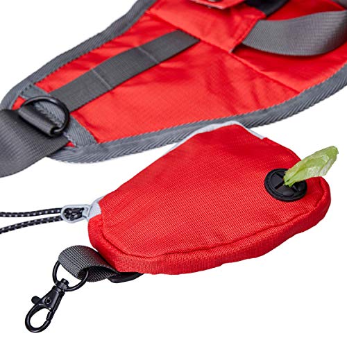 Blueberry Style Red Bumbag Waist Bag Fanny Pack for Walking Running - Built-in Poop Bag Holder, Dog Treat Pouch, Adjustable Waistband, and Bottle Holder - color: 1 Pack Waist Bag - Red