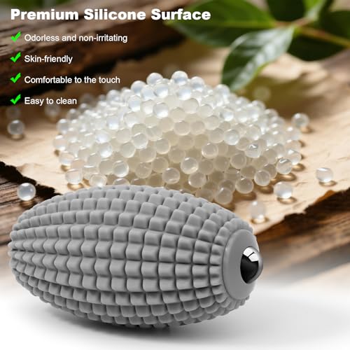 HODEMI Vibrating Massage Ball Roller with Rolling Head, 3 Speeds, Gray - color: Gray