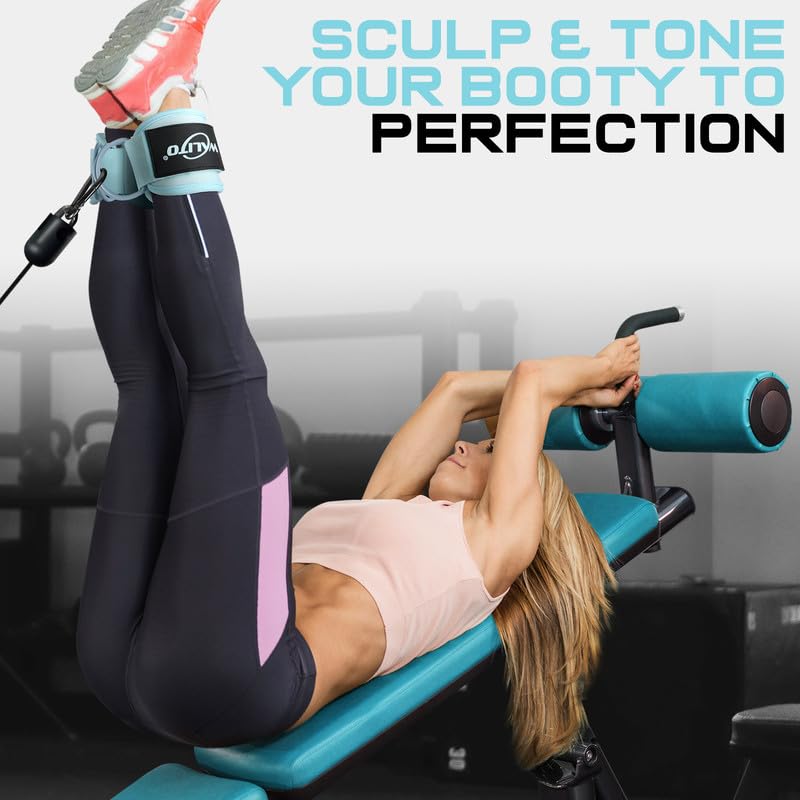 Ankle Straps for Cable Machines, Leg Straps for Glute Kick Back Accessories - color: Macaron Blue
