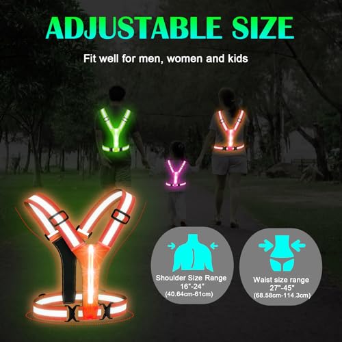 LED Reflective Vest Running Gear, Light Up Running Vest Rechargeable, Night Safety Gear for Walking Running Cycling - color: Orange