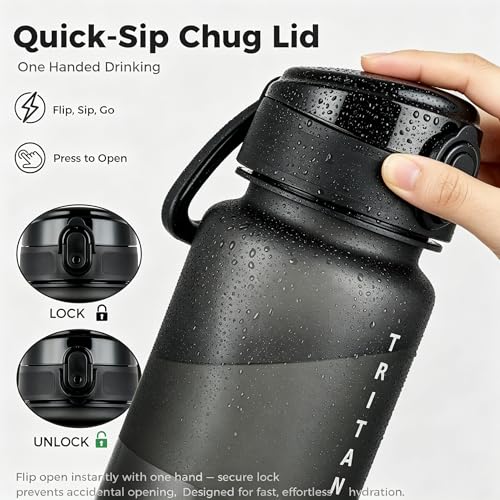 32oz Clear Tritan Water Bottle with Chug Lid - color: Black
