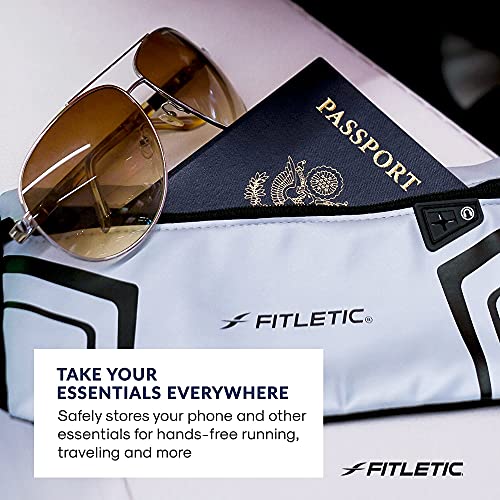 Fitletic Modern Sports Running Belt For Men & Women – Water Resistant Pouch - Fits All Smart Phones- Lightweight, Low Profile Design –Lycra Coated With Inner Card Organizer Pocket - color: Black