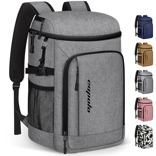 Capolo Cooler Backpack Insulated Leak Proof for Women Men Soft Cooler Bag - color: Grey, size: 36 Cans