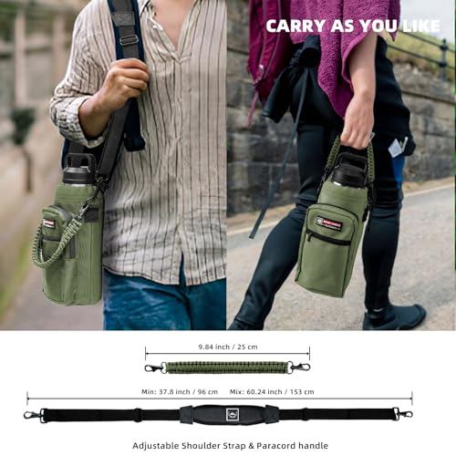 NATURE PIONEOR 26-128 oz Insulated Water Bottle Carrier Holder with Strap - color: Green, size: 40-46oz