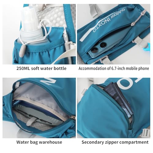 INOXTO Running Hydration Vest Backpack,Lightweight Insulated Pack with 1.5L Water Bladder Bag Daypack for Hiking Trail Running Cycling Race Marathon for Women Men - color: Blue white