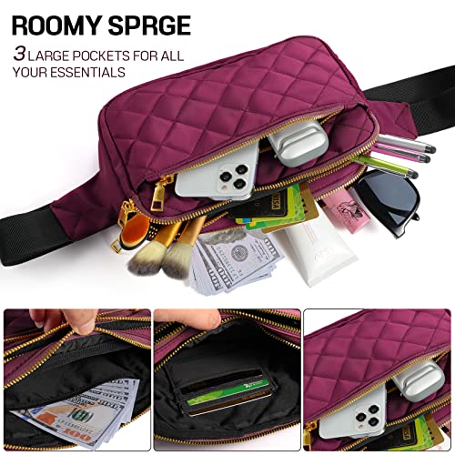CXWMZY Fashion Fanny Packs for Women & Men, Girls Boys Teens Waist Bag Hip Bum Bag Cute Fanny Pack Casual Bum Bag with Multi-Pockets Adjustable Belts for Disney Traveling Cycling Running (Wine Red) - color: Wine Red
