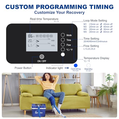 Longice Ice Therapy Machine for Knee,Cold Therapy Machine for Knee After Surgery,Cold Therapy System,Cold Therapy Unit (Blue) - color: Blue