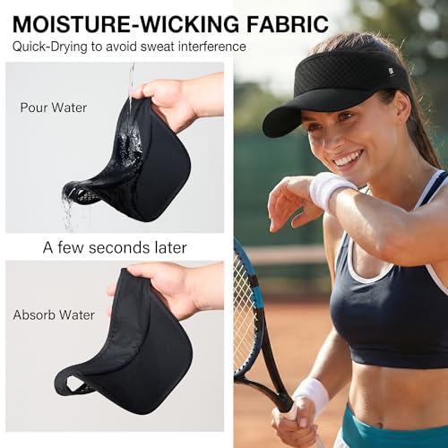 LONGLONG Sports Sun Visor Hat with Non-Slip Toggle Breathable for Women Men - color: Black
