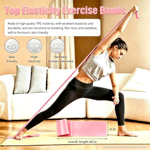Long Resistance Bands for Working Out, Physical Therapy, Yoga & Pilates - color: Pink