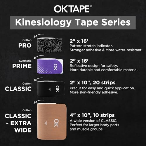 OK TAPE Extra Wide Kinesiology Tape for Shoulder, Back, Precut Strips - color: Blue, size: 2 Rolls