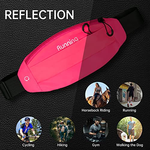 Long Keeper Running Reflective Belt Women Men Sport Walking Waist Pack Phone Holder Travelling Hiking Workout Gym Fanny Pack (Rose Red) - color: Rose Red