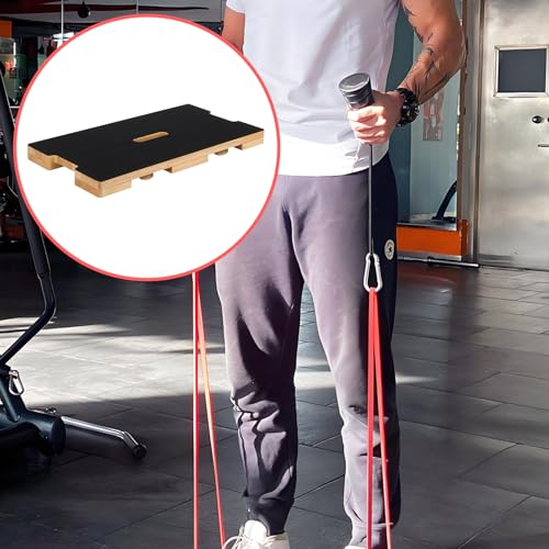 Wood Fitness Board, Resistance Band Workout Footplate, Resistance Band Foot Plate with Non-slip Design for Training, Stretching, Balance, Flexibility Exercise for Home Gym