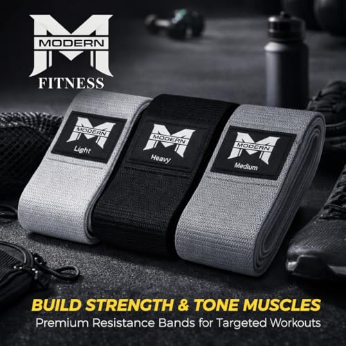 Fabric Resistance Bands for Exercise – 3-Pack, Non-Slip Hip & Leg Workout Bands for Glutes, Thighs & Full Body Fitness, Available in Neutral or Charcoal