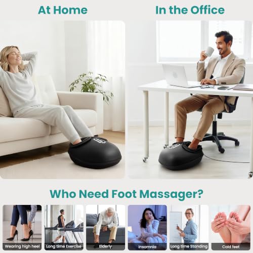 Nekteck Shiatsu Foot Massager with Heat & Air Compression Deep Kneading - color: Black, size: Large