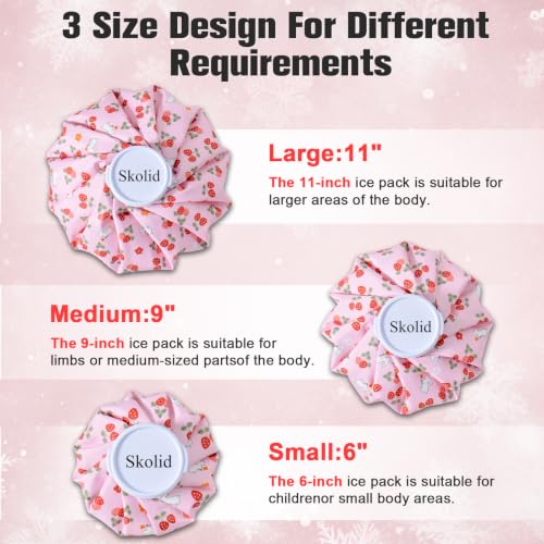 Ice Packs for Injuries Reusable, 3 Sizes, Strawberry - color: Pink-strawberry