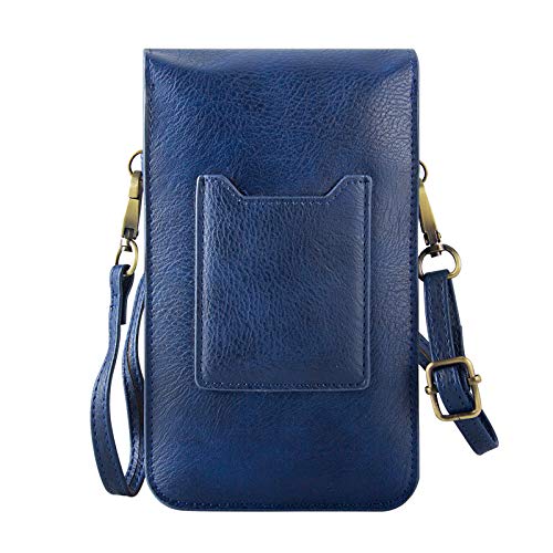 Small Cell Phone Purse, Synthetic Leather Crossbody Bag Dual Pockets Card Holder Neck Pouch with Adjustable Strap for iPhone X Xr 8 7 6s Plus, Galaxy S10 S9 S8 Plus, LG G8 ThinQ, Blue - color: 02 Blue