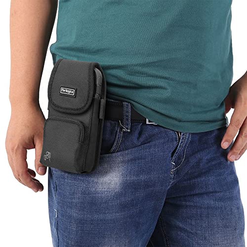 Perilogics Cell Phone Belt Holster,Nylon Phone Pouch with Belt Clip - color: Black