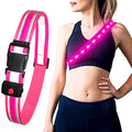 Higo LED Running Belt - Reflective Light Up Waistband for Night Activities, Glowing LED Waist Light for Running, Cycling, Hiking, Camping - color: Pink