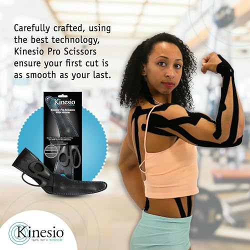 Kinesio Pro Scissors with Holster, Right Handed Bandage Scissors, For Use with Kinesio Therapeutic Elastic Tape