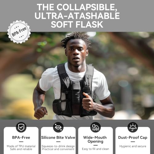 500ml Soft Flask Soft Water Bottle for Running, Hiking, Cycling and Climbing - Black - color: 500ml, black
