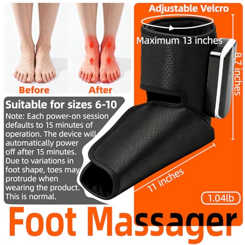 Cordless Air Compression Foot and Ankle Massager with Heat, 2 Pack - color: Black-2pc