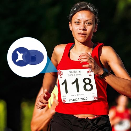 PATIKIL Running Bib Race Clips, 40 Pcs Race Fastener Race Number Buckle Fixing System Marathon Number Buckles Fasteners Holders for Runners Field, Dark Blue - color: Dark Blue