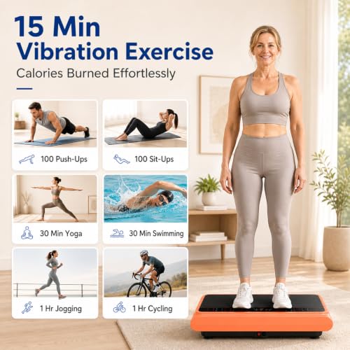 Natini Vibration Plate Exercise Machine with Pilates Bar, Orange