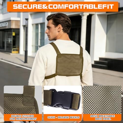 KINGSLONG Running Vest, Chest Bag for Men, Chest Pack, Hiking (A-Brown) - color: A-Brown