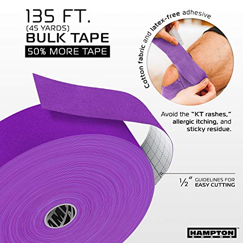 Hampton Adams Kinesiology Tape, Uncut Roll, Waterproof Muscle Support - color: Purple, size: 2in x 135ft (1 Roll)