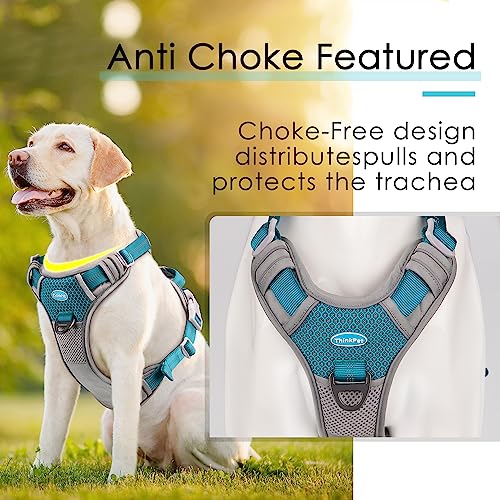 ThinkPet No Pull Harness for Small Medium Large Dogs, Reflective Padded Vest with Handle, Adjustable Star Style - color: Bright Teal, size: XL(Chest:24"-33")