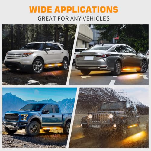 XRIDONSEN 2PCS 60 inch Running Board Lights Amber White Strobe Light Strip - color: Amber/White