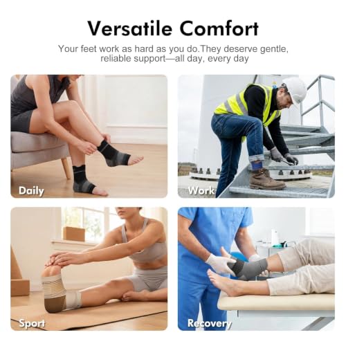 PAPLUS 6 Pairs Compression Socks Women & Men for Plantar Fasciitis Relief - color: Black, size: Large(6 Pair)