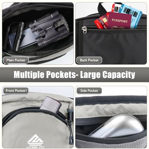 Fanny Pack Waist Bag with Water Bottle Holder for Men Women Running Hiking Travel Dog Walking Workout Cycling Outdoor (Grey) - color: Grey