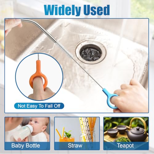 AONEZ 4 Pcs Straw Cleaner Brush Set with Color Hanging Loop