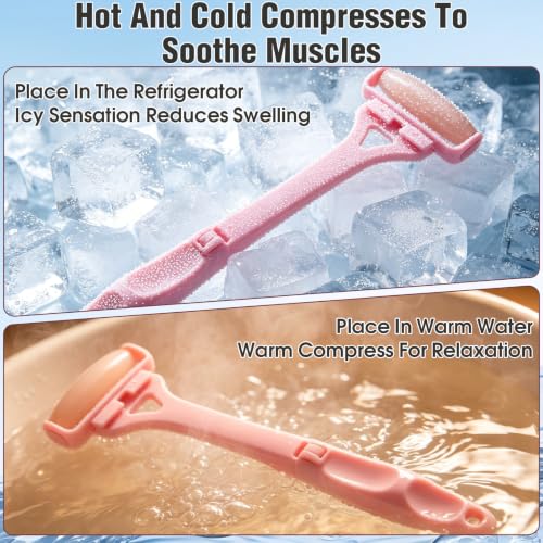 Back Lotion Applicator for Women, Back Massage Rollers for Neck Leg - color: Pink