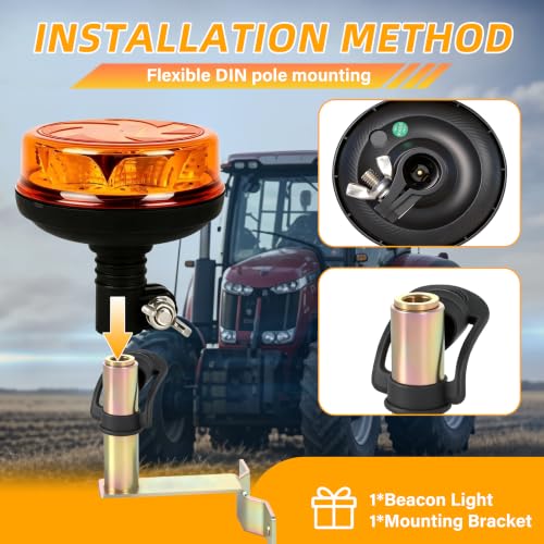 1Pcs Led Beacon Light Amber Strobe Lights with L Shape Metal Bracket - color: Beacon Light +L Shape Bracket