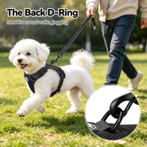 PoyPet Mesh Dog Harness, Reflective Breathable Puppy Vest for Small Dogs - color: Black, size: S