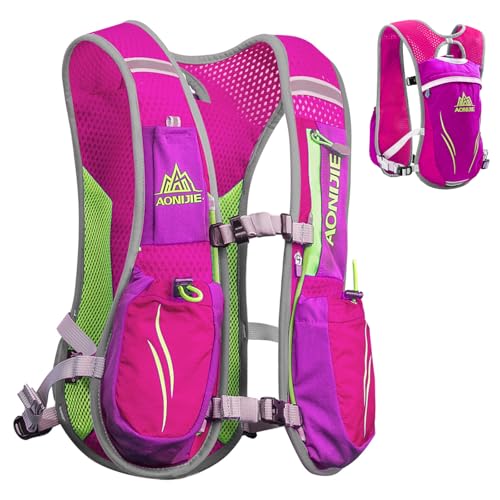 TRIWONDER Running Vest Hydration Pack Backpack for Men & Women, Lightweight Trail Marathon Run Race Vest for Cycling Jogging - color: 02 Rose Red - Only Vest
