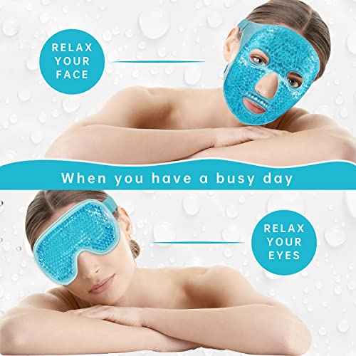 ZNÖCUETÖD Cooling Mask Ice Pack for Face Eye, Hot Cold Compress for Face - color: Blue-#2