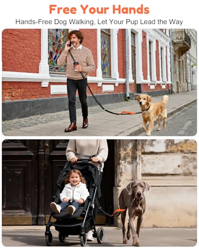 XiaZ Hands Free Dog Leash,Versatile Crossbody Dog Leash with Waist Support Strap,5.9-7.9 FT Waist Belt with Double Handles for Small Medium and Large Dogs Walking, Running and Jogging, Black - color: Black