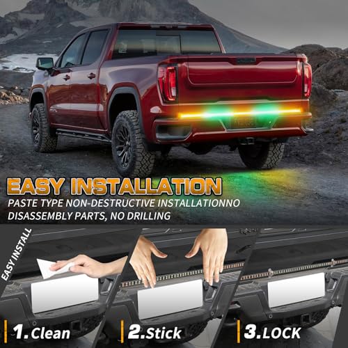 XRIDONSEN 60 inch Tailgate Lights Strip Green Amber Strobe Lights - color: Amber/Green