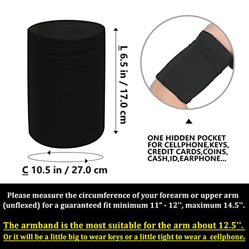 Jogging Walking Cellphone Armband Wristband Sleeve Bag Holder Pouch Case Strap for iPhone 6 6S 7 8 Plus X XR XS 11 12 13 14 15 for Women Men Arm for Running Walking Jogging Trekking - Black/Medium