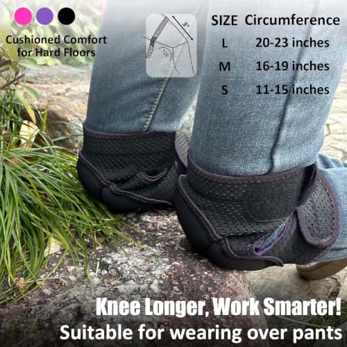 Gardening Knee Pads for Women Mens, wtih Adjustable Elastic Straps, Black M - color: Black, size: Medium
