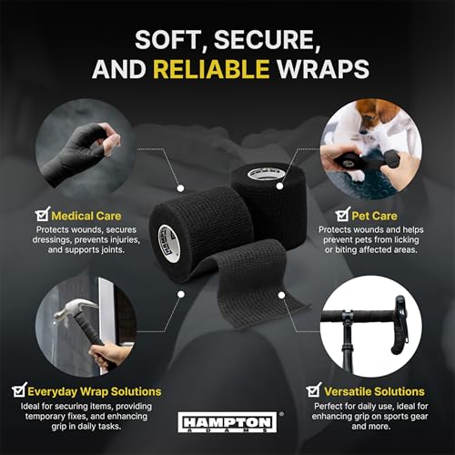 Hampton Adams Self Adhesive Bandage Wrap, Pet Safe, Cohesive Hold - color: Black