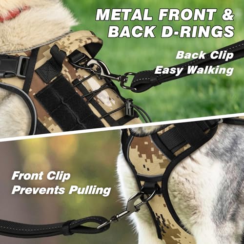 WINGOIN Tactical Dog Harness for Small Dogs,Heavy Duty No Pull Dog Harness - color: Camo, size: Small: 15-30 lbs (Chest:20-26",Neck:15-18")