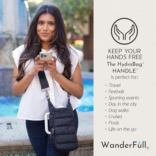 WanderFull Original HydroBag HANDLE®, 40 oz Water Bottle Holder w/Strap - color: Gold Shiny