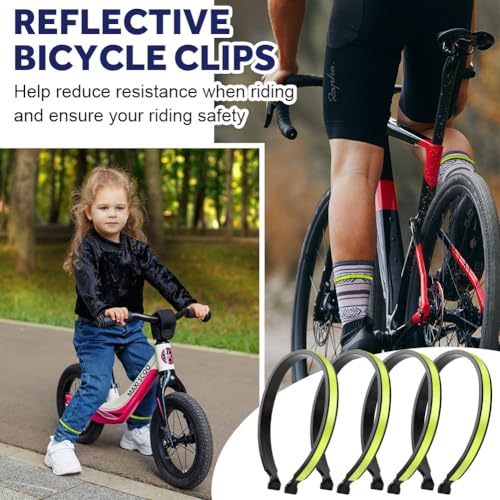 flintronic 4 Pieces Cycling Pants Clips, ABS Reflective Bicycle Pants Clips, Elastic Trouser Clips for Night Running, Biking and Motorcycle Riding