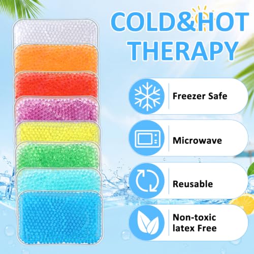 TrelaCo 8 Colors 24 Pcs Gel Bead Ice Pack 4 x 6 Inch Reusable Hot Cold Pack - color: 8 Colors