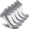 Gonii Men's Running Athletic Ankle Socks - Thick Cushioned Low Cut Socks - color: N-5 Pairs White, size: 12-15
